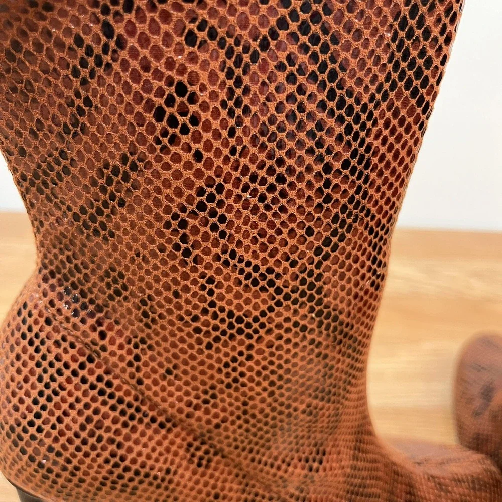 ASOS DESIGN Eliza Heeled Sock Boots in Snake Women's US Size 8 NEW